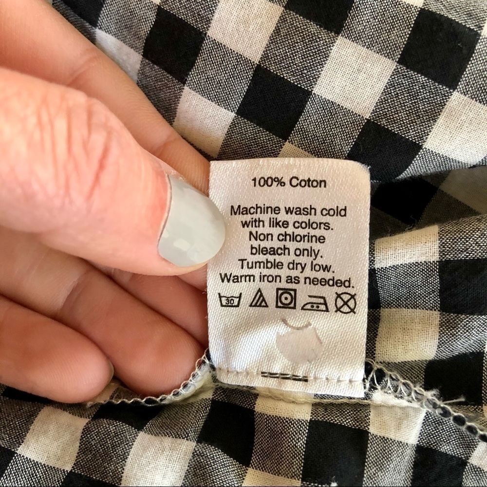J Crew gingham tie-front shirt black white XS - Picture 9 of 9